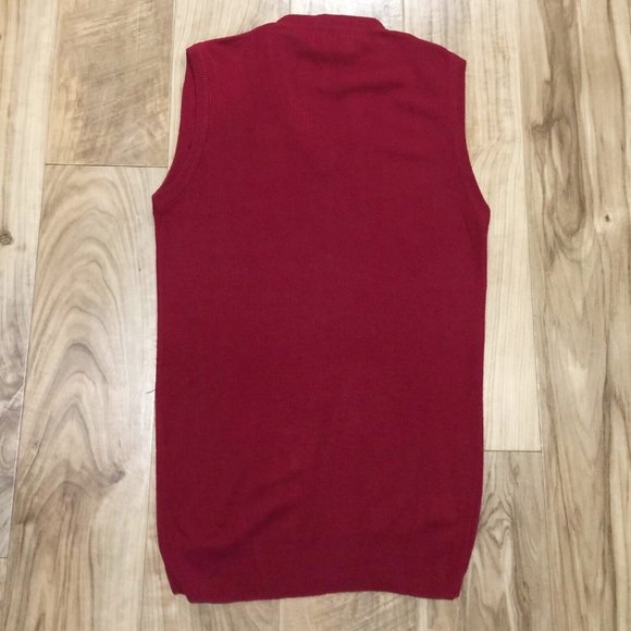 Vintage Peconic Bay Traders Red Sweater Vest M Mens Acrylic  V Neck Usa Made - Picture 5 of 10